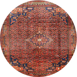 Round Traditional Rust Pink Persian Rug, tr2886