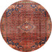 Round Traditional Rust Pink Persian Rug, tr2886