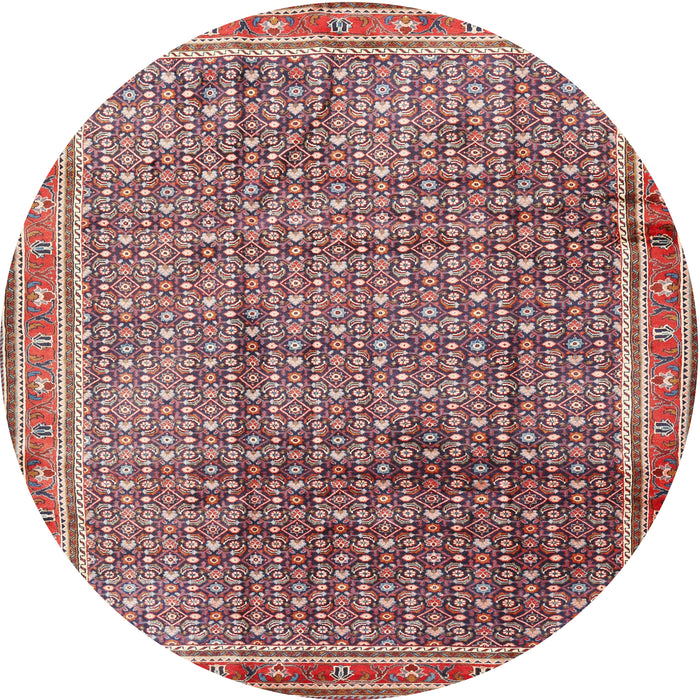 Round Traditional Brown Red Persian Rug, tr2889