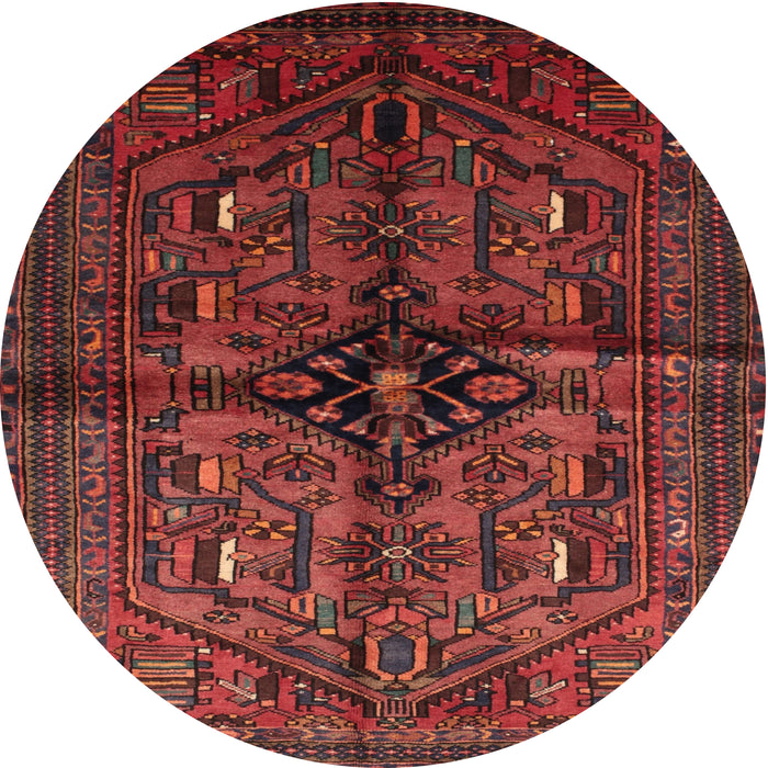 Square Machine Washable Traditional Brown Red Rug, wshtr288