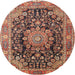 Square Machine Washable Traditional Saffron Red Rug, wshtr2891