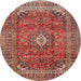 Square Machine Washable Traditional Camel Brown Rug, wshtr2894