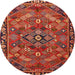 Square Machine Washable Traditional Rust Pink Rug, wshtr2895