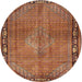 Round Traditional Fire Brick Red Persian Rug, tr2899