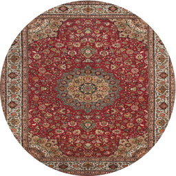 Square Machine Washable Traditional Orange Salmon Pink Rug, wshtr28