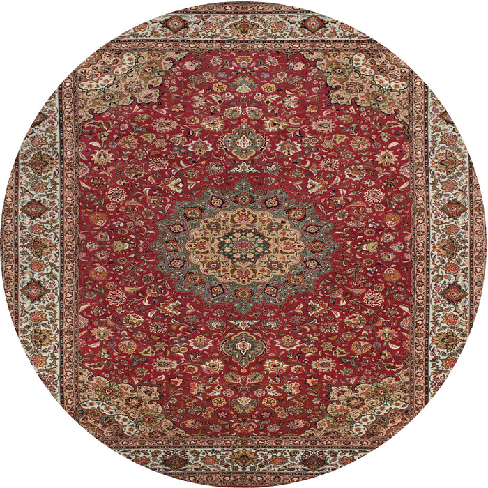 Square Machine Washable Traditional Orange Salmon Pink Rug, wshtr28