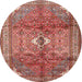 Round Traditional Light Copper Gold Persian Rug, tr2901