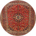 Round Traditional Red Medallion Rug, tr2902