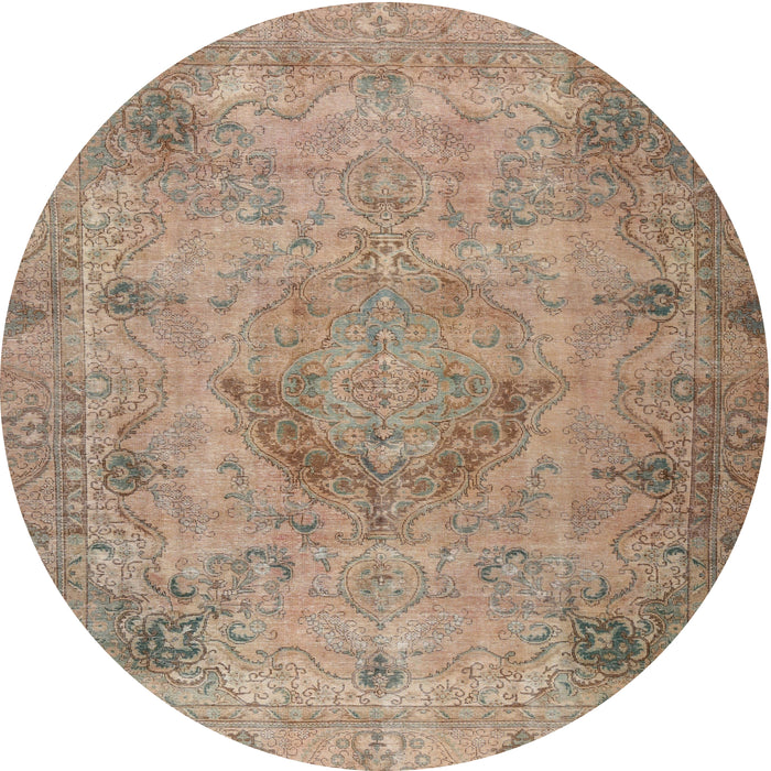 Square Machine Washable Traditional Dark Gold Brown Rug, wshtr2903
