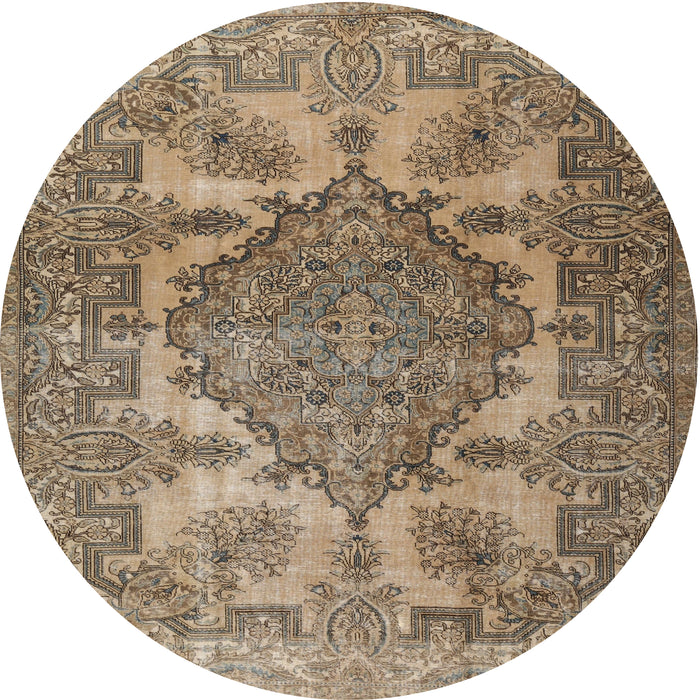 Square Machine Washable Traditional Brown Rug, wshtr2909
