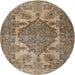 Square Machine Washable Traditional Brown Rug, wshtr2909