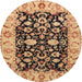 Round Traditional Dark Sienna Brown Persian Rug, tr290