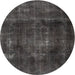 Round Traditional Carbon Gray Persian Rug, tr2910