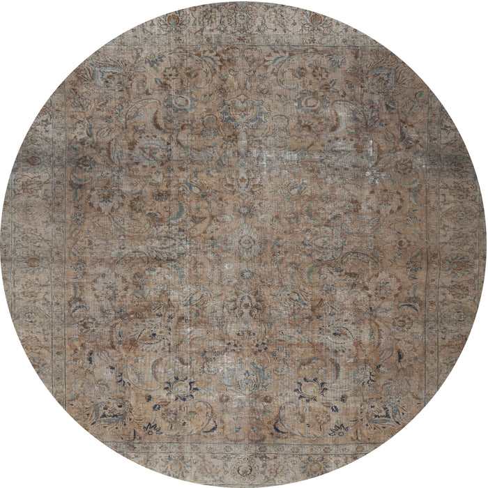 Round Traditional Brown Persian Rug, tr2911