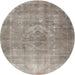 Round Traditional Sage Green Persian Rug, tr2912