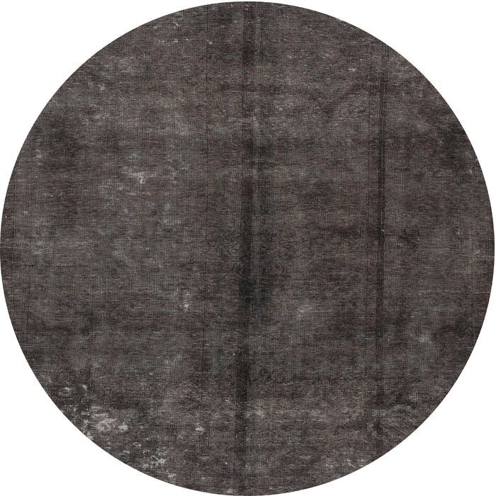 Round Traditional Carbon Gray Persian Rug, tr2913