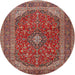 Round Traditional Light Copper Gold Medallion Rug, tr2914