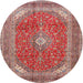 Round Traditional Light French Beige Brown Medallion Rug, tr2915