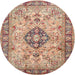 Round Traditional Brown Medallion Rug, tr2918