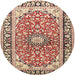 Round Traditional Brown Medallion Rug, tr2919