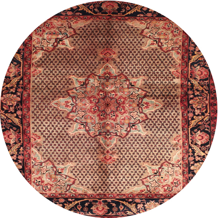 Round Traditional Saffron Red Persian Rug, tr291