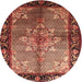 Round Traditional Saffron Red Persian Rug, tr291