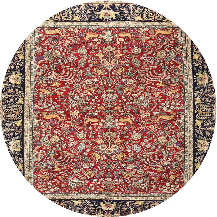 Square Machine Washable Traditional Saffron Red Rug, wshtr2921