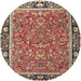 Square Machine Washable Traditional Saffron Red Rug, wshtr2921