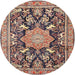 Round Traditional Reddish Brown Persian Rug, tr2925