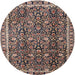 Round Traditional Burgundy Brown Persian Rug, tr2926