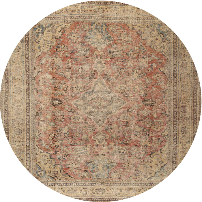 Square Machine Washable Traditional Gold Brown Rug, wshtr2928