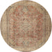 Round Traditional Gold Brown Persian Rug, tr2928