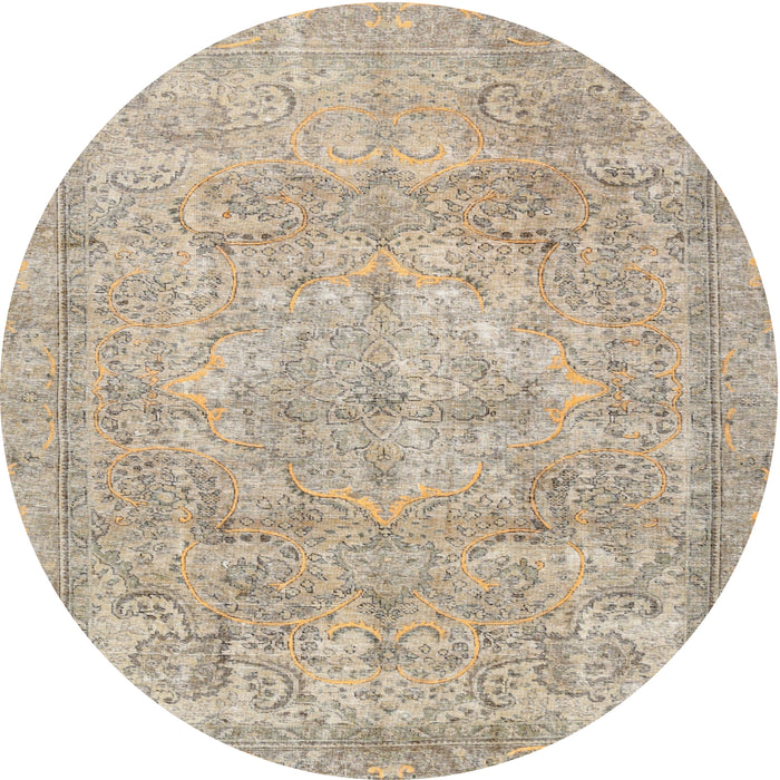 Round Traditional Brown Persian Rug, tr2929