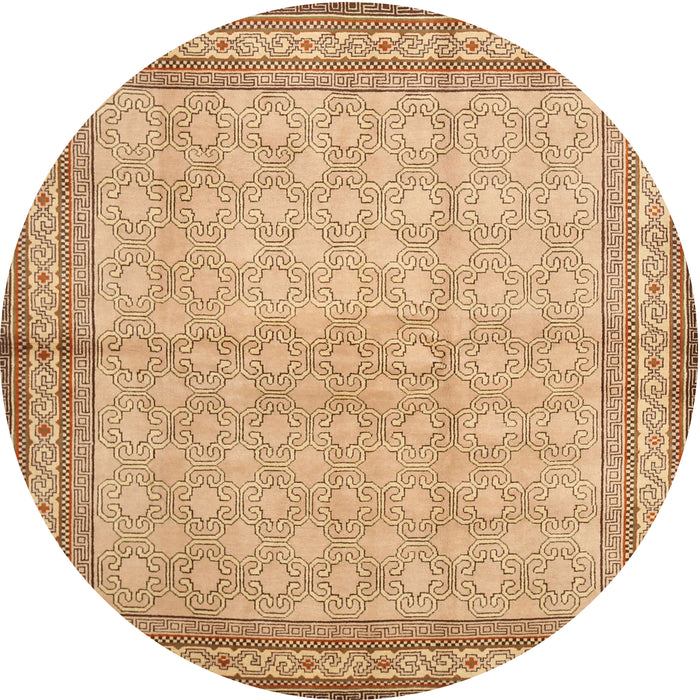 Round Traditional Chocolate Brown Persian Rug, tr292