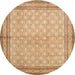 Round Traditional Chocolate Brown Persian Rug, tr292