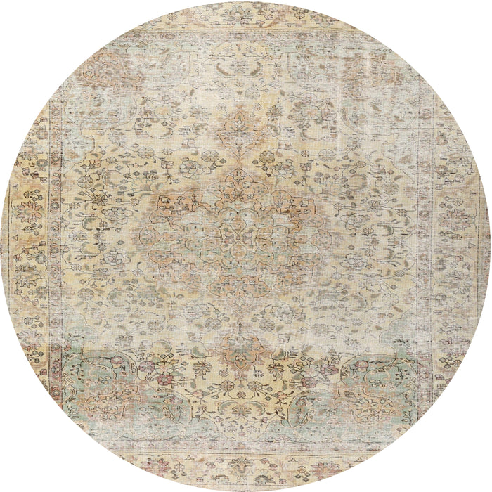 Round Traditional Camel Brown Persian Rug, tr2930