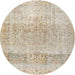 Round Traditional Camel Brown Persian Rug, tr2930