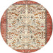 Round Traditional Desert Sand Beige Animal Rug, tr2931