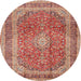 Round Traditional Red Medallion Rug, tr2936