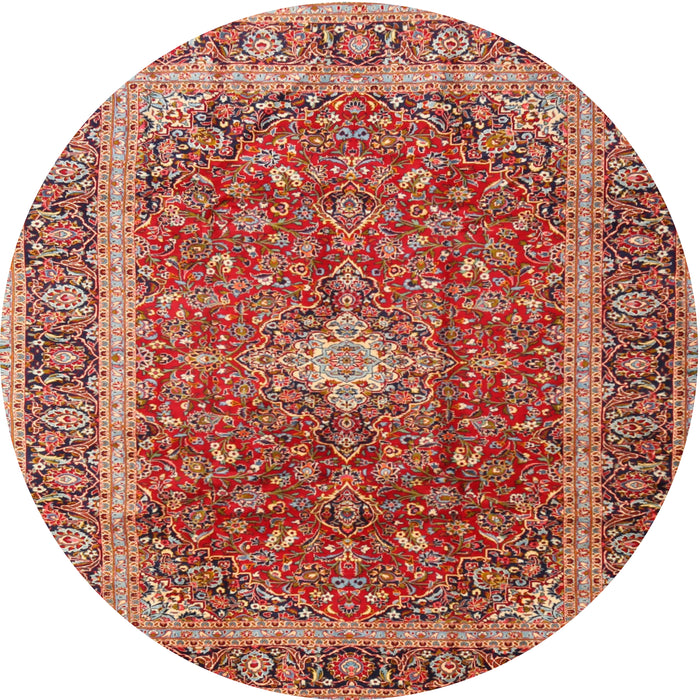 Square Machine Washable Traditional Tangerine Pink Rug, wshtr2937