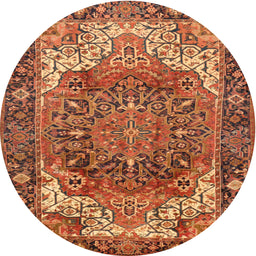 Round Traditional Orange Persian Rug, tr2938