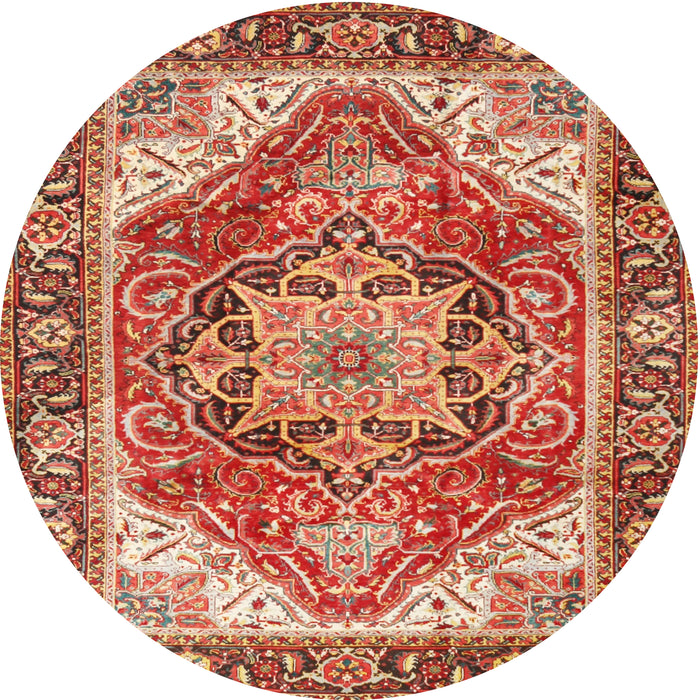 Round Traditional Sand Brown Persian Rug, tr2939
