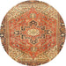 Round Traditional Mahogany Brown Persian Rug, tr2941