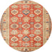 Round Traditional Red Oriental Rug, tr2942