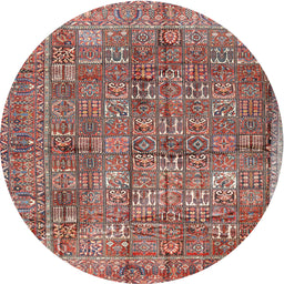 Square Machine Washable Traditional Brown Red Rug, wshtr2944