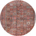 Round Traditional Brown Red Persian Rug, tr2944