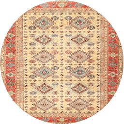 Round Traditional Orange Oriental Rug, tr2945