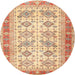 Square Machine Washable Traditional Orange Rug, wshtr2945