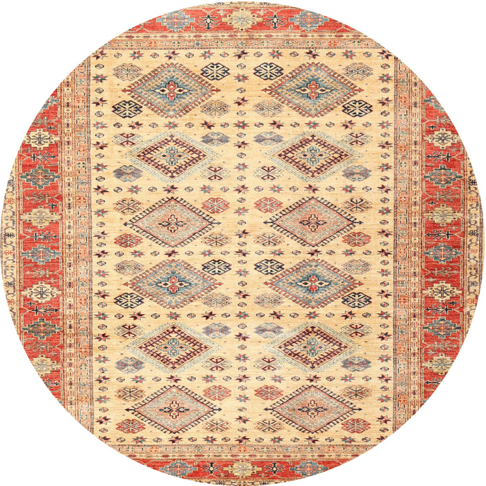 Round Traditional Orange Oriental Rug, tr2945