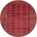 Round Traditional Cherry Red Southwestern Rug, tr294